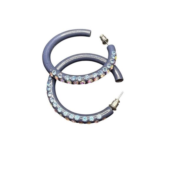 Caché navy hoops with multi color crystal detail - Picture 5 of 5